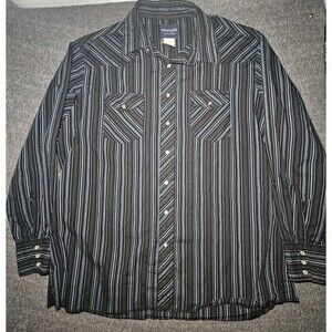 Wrangler Western Pearl Snap Long Sleeve Shirt Men's 2XT Button Up Striped